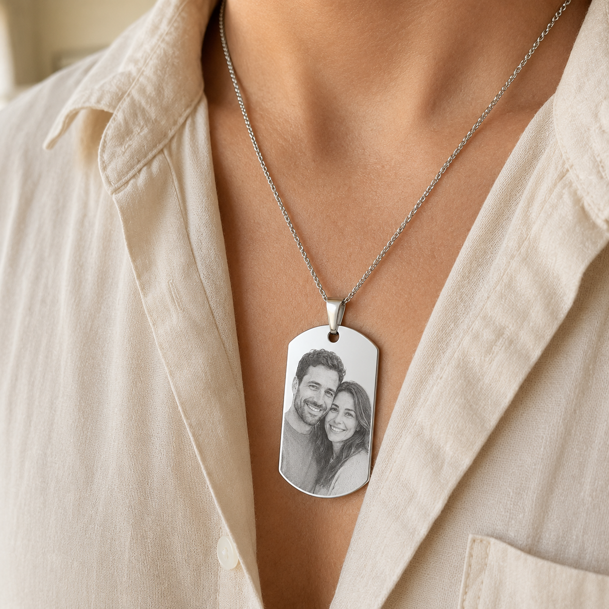 Collar con Placa Personalizada y Fotograbado tipo militar