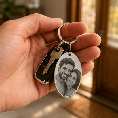 Llavero Ovalado Personalizado con Fotograbado