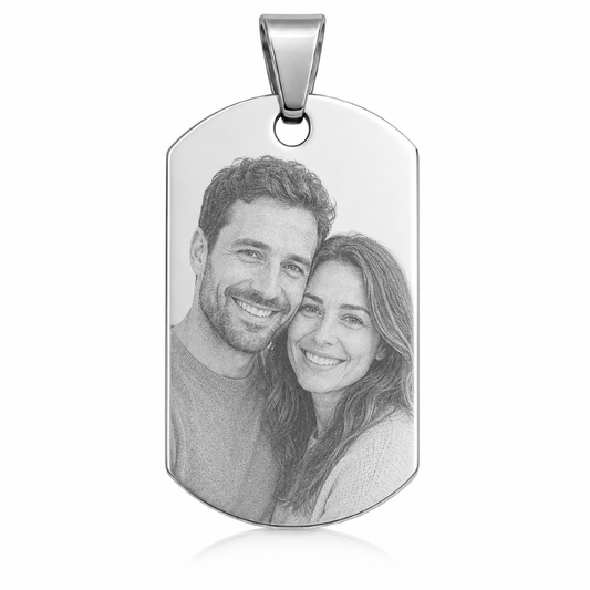 Collar con Placa Personalizada y Fotograbado tipo militar