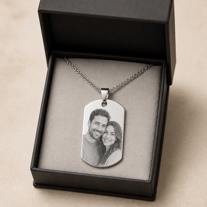 Collar con Placa Personalizada y Fotograbado tipo militar
